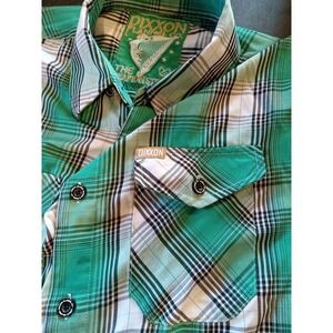 Dixxon Flannel Mens L Green Plaid Grafton Street Bamboo Blend Short Sleeve Shirt